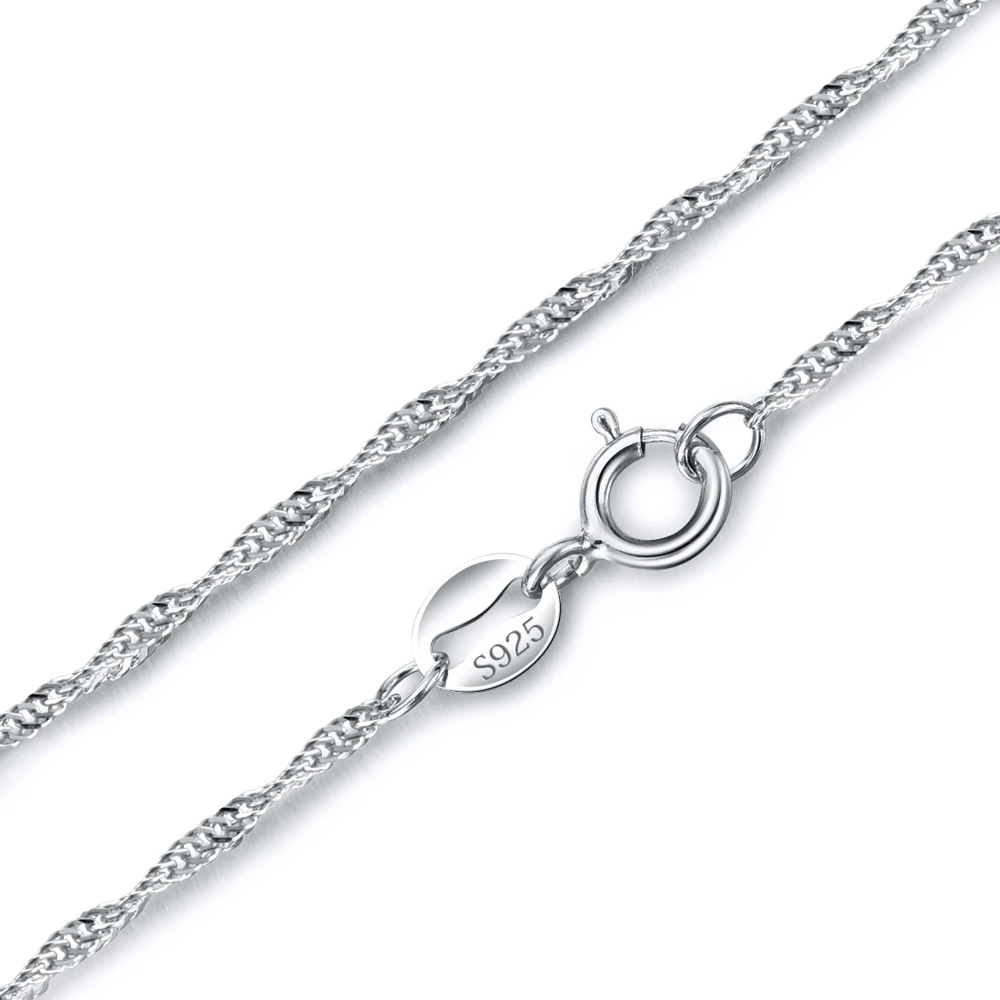 Jiayiqi 8 видов 925 пробы ожерелье из серебряных цепей Для женщин змея сингапурский витой коробка колье коренастый заявление ювелирные изделия оптом 40/45 см - Окраска металла: Water-Wave Chain