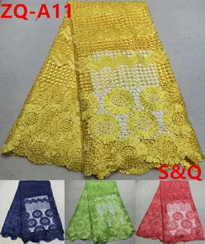

5yards latest african laces 2018 african cord lace fabric with stone high quality african lace fabric for party dress ZQ-A11