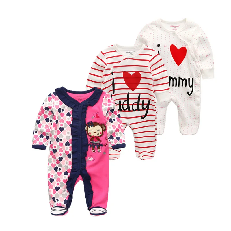 3 PCS/lot newbron winter Baby Rompers Long Sleeve set cotton baby junmpsuit girls ropa bebe baby boy girl clothes