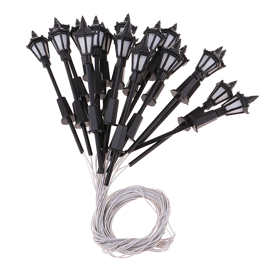 

MagiDeal 20pcs 1:100 Model Railway Train Lamp Street Lights HO OO Scale LED