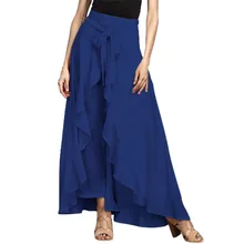 Юбки Новые повседневные трендовые темно-шифоновые широкие свободные брюки с завязками на талии Черные Серые