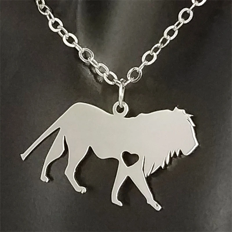 

Stainless steel lion pendant necklace gold love animal necklace silver men and women jewelry Valentine's Day gift