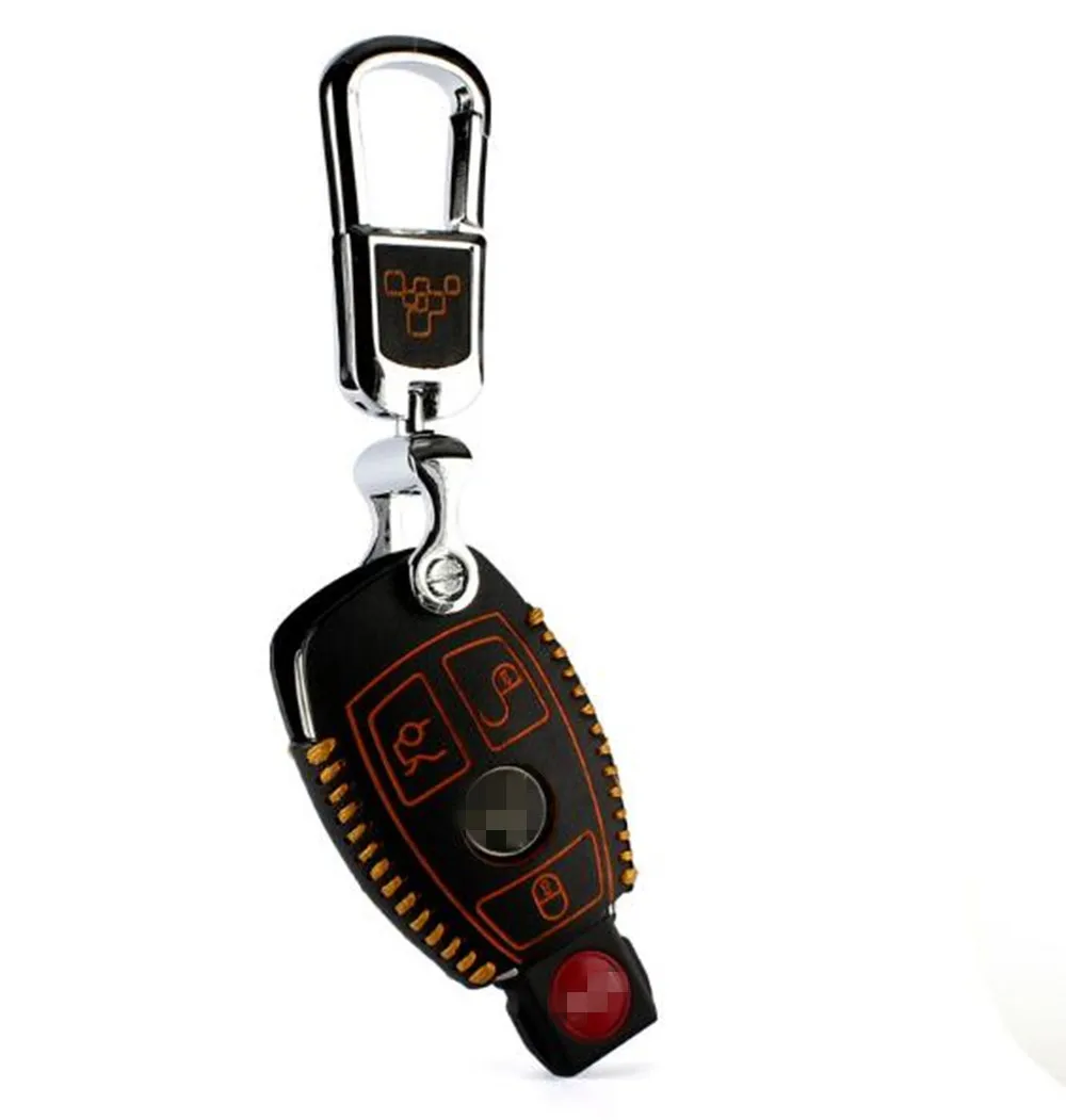 Кожаный Автомобильный Брелок с ключница чехол для Mercedes Benz W203 W210 W211 AMG W204, C, E, S, CLS CLK CLA SLK 2008 - Название цвета: Yellow 2S