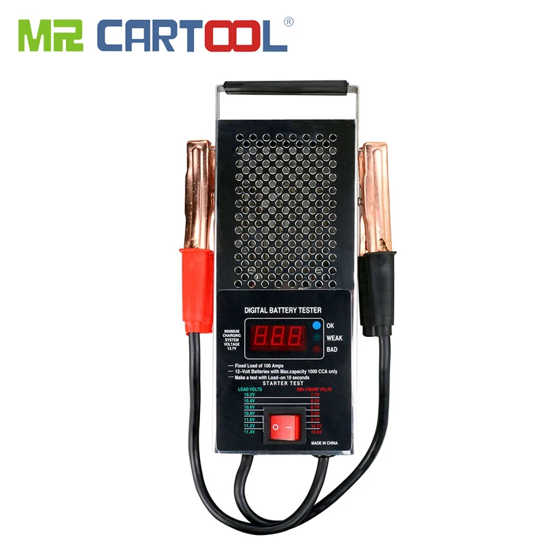 

BT008BS Car Battery Tester Digital Analyzer Load 12V Light Truck Vehicle Motor Auto Test Engine Volume 100Amp Alligator Clip