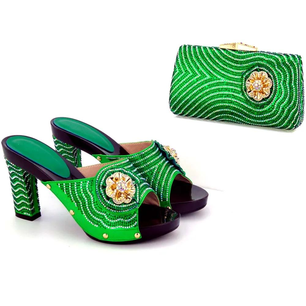 

High quality nice italian shoes and bag heel 4 inches hand made wedding party clutches bag and shoes 11 colors available HMS0037