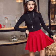 Женская летняя Мини Короткая полиэфирная Весенняя однотонная Высокая талия мягкая плиссированная эластичная Студенческая шикарная юбка Для Взрослых Повседневная