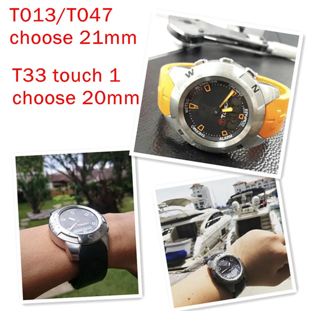 Резиновый ремешок для часов Tissot спортивный T-Touch T013420A T047 T33 браслет мужской силиконовый браслет 20 мм 21 мм оранжевый черный