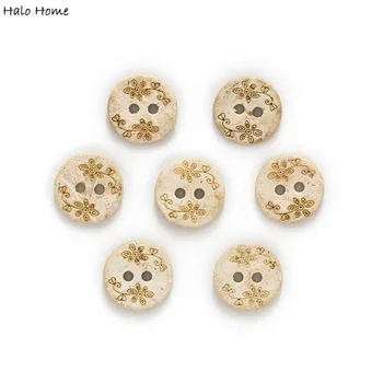 

30pcs 2 Hole Coconut Buttons Flower Stamp Sewing Scrapbooking Clothing Home Gift Handwork Decor DIY 13mm