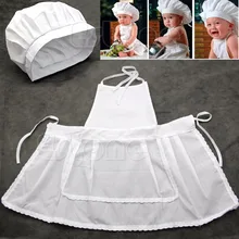 Милая шапочка для новорожденного младенца фартук детский костюм повара белые фотоснимки, фотография Реквизит комплекты одежды W25