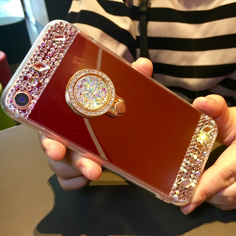 Cermin PC Handphone Meliputi Aksesori untuk Iphone X 8 8 Ditambah 7 7 Ditambah 6 6 s 6 Ditambah Mewah Berlian Wanita CHAOLIDA Ponsel Kembali Covers