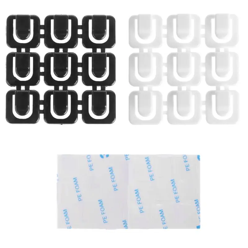 

18Pcs Self-adhesive Wire Tie Cable Mount Clamp Clip Car USB Cable Sticker Fixed Automobiles Fastener & Clip