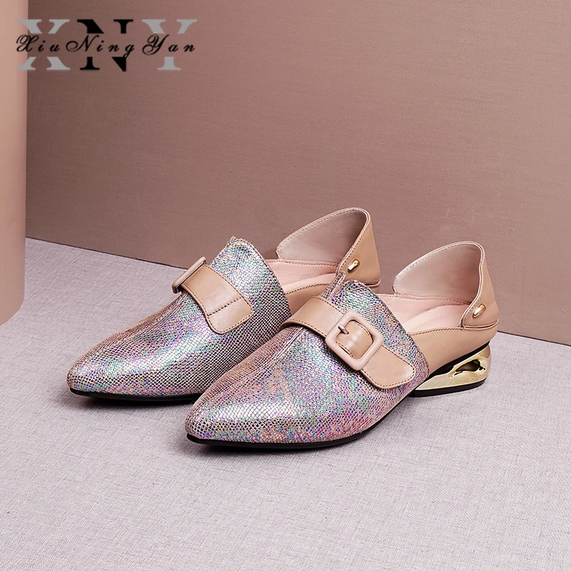 Xiuningyan/модные женские туфли-лодочки; классические модельные туфли из натуральной кожи с острым носком на необычном каблуке; женская свадебная обувь для офиса
