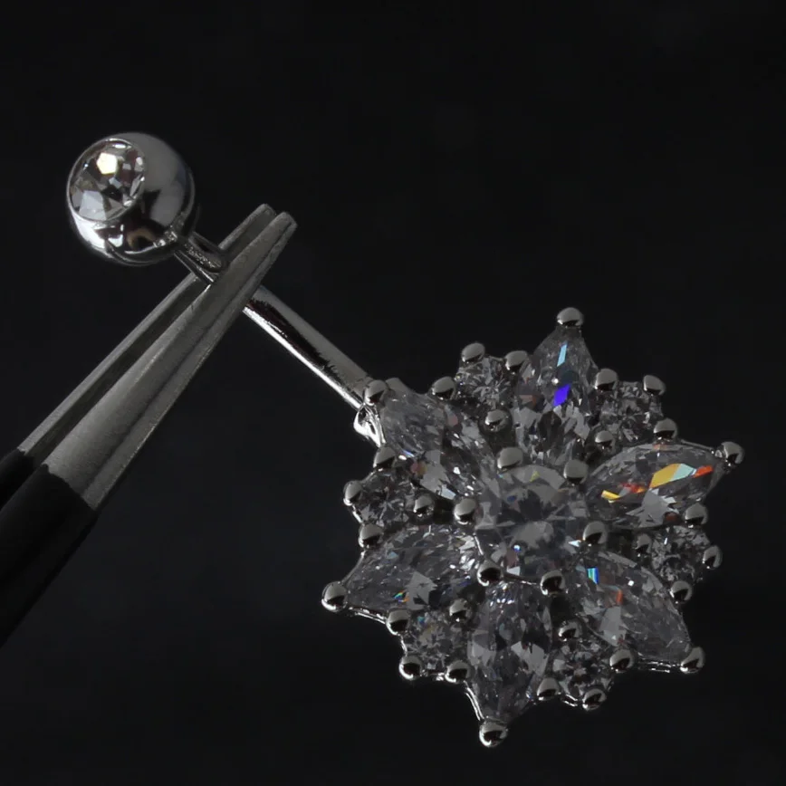 

Surgical Steel Crystal Flower Belly Button Ring 14G Barbell Bar Piercing Navel Ring Body Jewelry