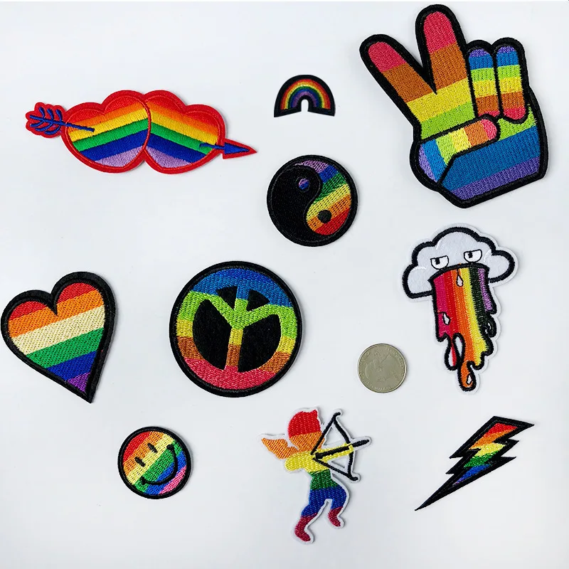 

PGY Flag LGBT Patches Rainbow Embroidered Iron On Patch For Clothes Gay Pride Badges Backpack Applique Rainbow Sewing Stickers