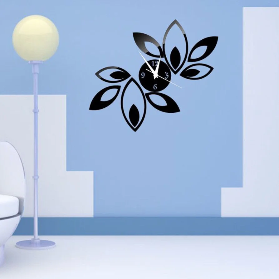 Home Decor большой цветок лотоса DIY 3D Книги по искусству акриловые зеркало настенные часы DIY настенные Стикеры стены Стикеры дома Deco Mirror AU3