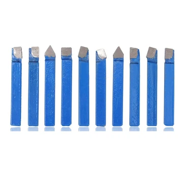 

10Pcs Blue Carbide Lathe Tool Bit 1/4Inch Metal Tip Tipped Cutter Set For Cnc Tools