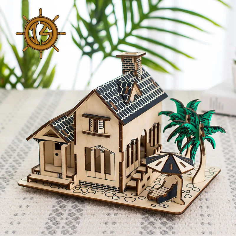 

3D DIY Puzzle Model Wooden Toys House Assembling Blocks Wooden Constructor Children's Educational Toys