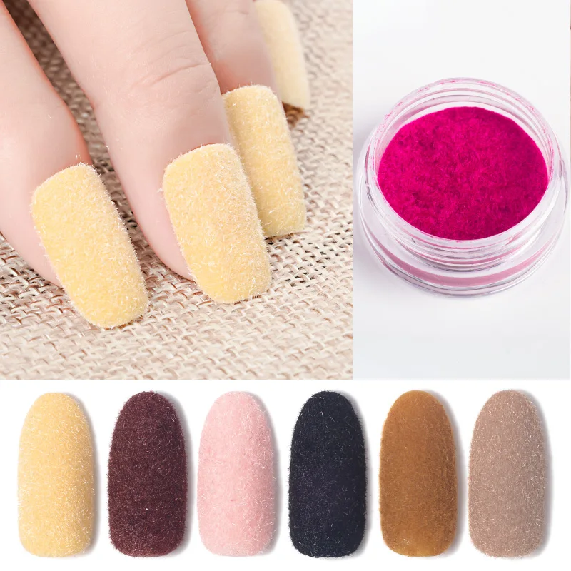 

12 color option Christmas Flocking Velvet Nail Art Glitter Halloween Fuzzy Dust Acrylic Tips Nail Salon Decoration Accessories