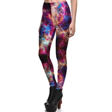 New Arrival 3882 Sexy Girl Galaxy Rainbow Rose Star Orbit Printed Elastic Fitness Polyester Workout Women