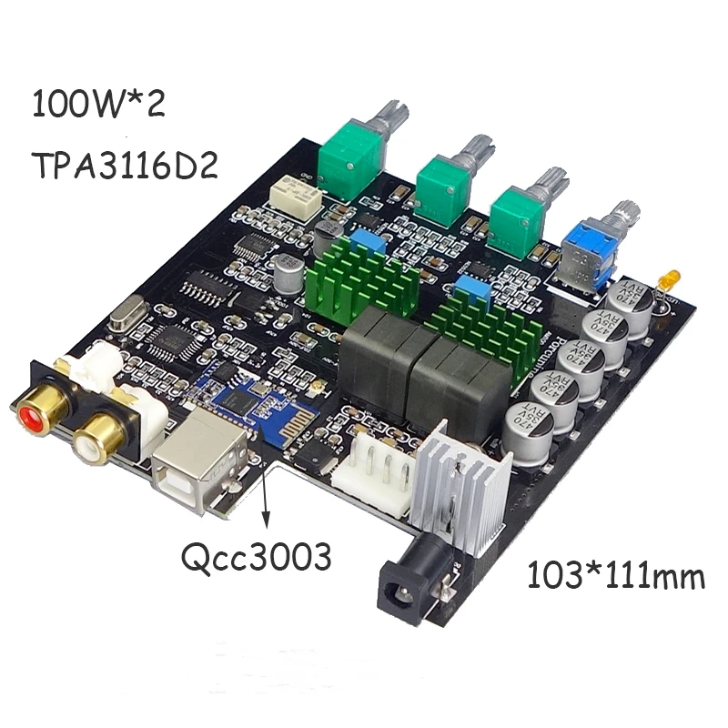 TPA3116D2 Bluetooth 5.0 Digital Power Amplifier Qcc3003 100W*2 2.0 stereo Audio Amplifier PCM5102A Subwoofer With Sound Card TPA3116D2 Bluetooth 5.0 Digital Power Amplifier Qcc3003 100W*2 2.0 stereo Audio Amplifier PCM5102A Subwoofer With Sound Card