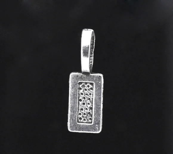 

Zinc metal alloy Charm Bails Rectangle Antique Silver Spot Pattern Cabochon Settings 21mm(7/8")x 7mm(2/8"),15 PCs new