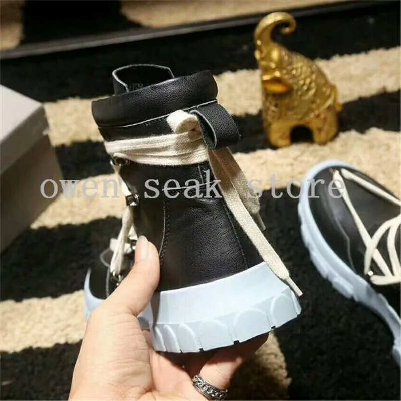 Zip Homens Genuíno Luxo Couro Formadores Seak up Alta prata Pretos De 2018 Boots Sapatos Owen Botas top Casuais Plana Ankle zip zip Sapatilha Lace Preto xUpqCwf