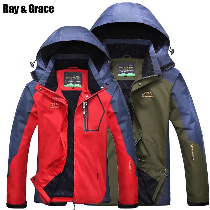 RAY GRACE Outdoor Rain Jacket Hiking Trekking Camping Rainwear For ...