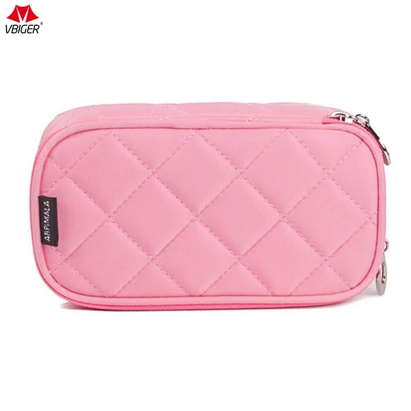 Vbiger Professional Makeup Bag Cosmetic Case Beauty Toiletry Bag Travel Organizer with Smooth Zipper and Double Layers Design tweed zipper makeup bag with wristlet