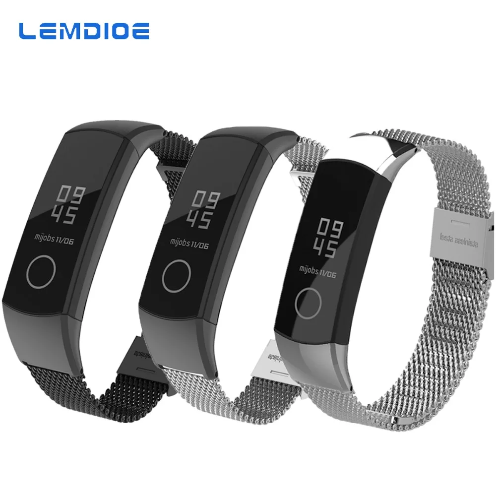 LEMDIOE Смарт аксессуары для huawei Honor Band 4 ремешок анти-потеря Замена Миланская сталь