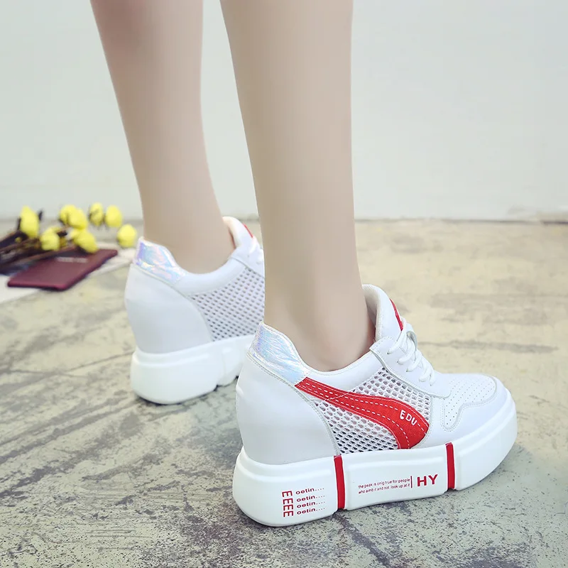 SWYIVY Womens Sneakers Platform Summer Mesh Breathable 2018 New Female Casual Shoes Wedge Lady Sandals High Heel Sneakes Shoes