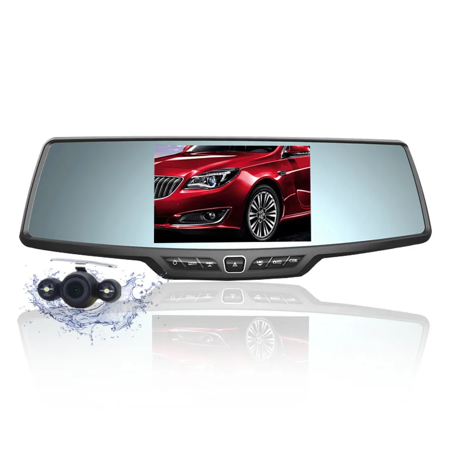 

Ecartion 4.3" Car Rearview Mirror DVR Full HD 1080P Car Camera Parking Night Vision Car DVR Dual Camera Video Recorder Black Box