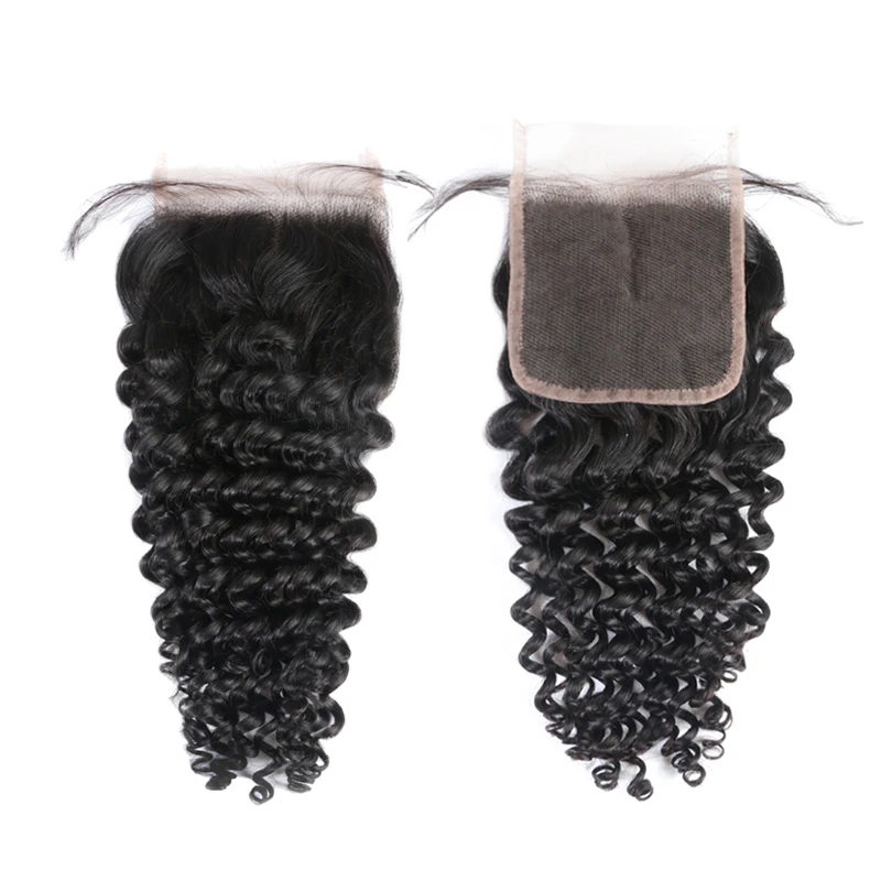 Ali Queen Hair 3/4Pcs Peruvian Deep Wave Remy Human Hair Bundle With Closure Free Part Natural Color Bundles With 4x4 Closure