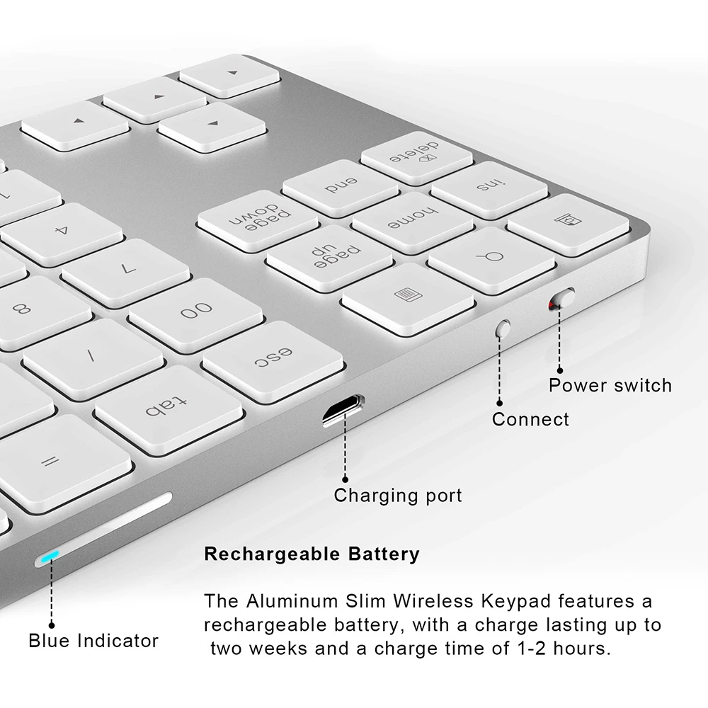 Портативная Новая цифровая клавиатура для Mac Ноутбуки ПК черный серый Беспроводная bluetooth-клавиатура