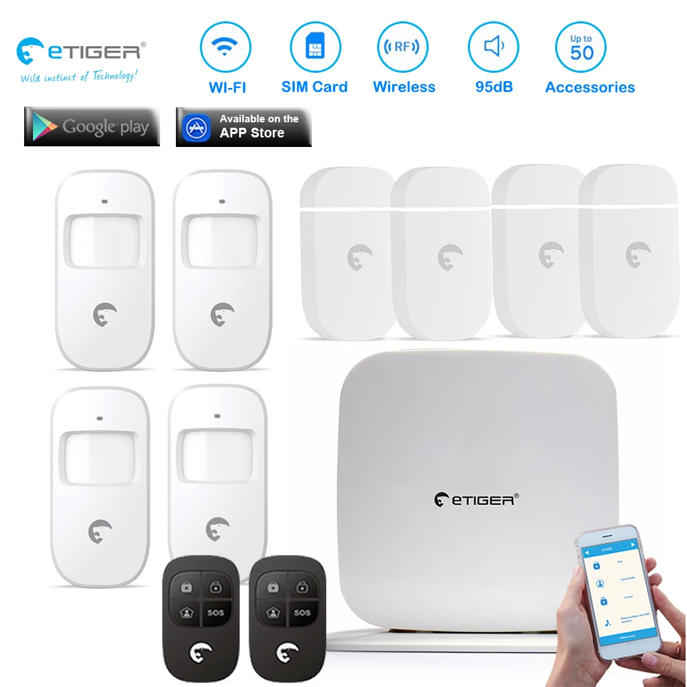 4 defence zone nameable wireless smart sensor 24h protect security alarm system IOS/Andriod APP remote control DIY kit | Безопасность и
