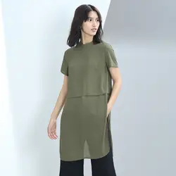 Летние модные женские туфли Повседневное краткое плюс Размеры 3XS-10XL короткий рукав одноцветное Цвет пикантные высокий разрез Шифоновая