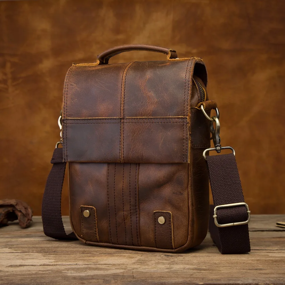 Qualidade do Couro Bolsa do Mensageiro do Ombro Ombro do Couro Masculino Design Casual do Couro Moda Cross corpo Bolsa 8 Tablet Bolsa Mochila Satchel Bolsa 152