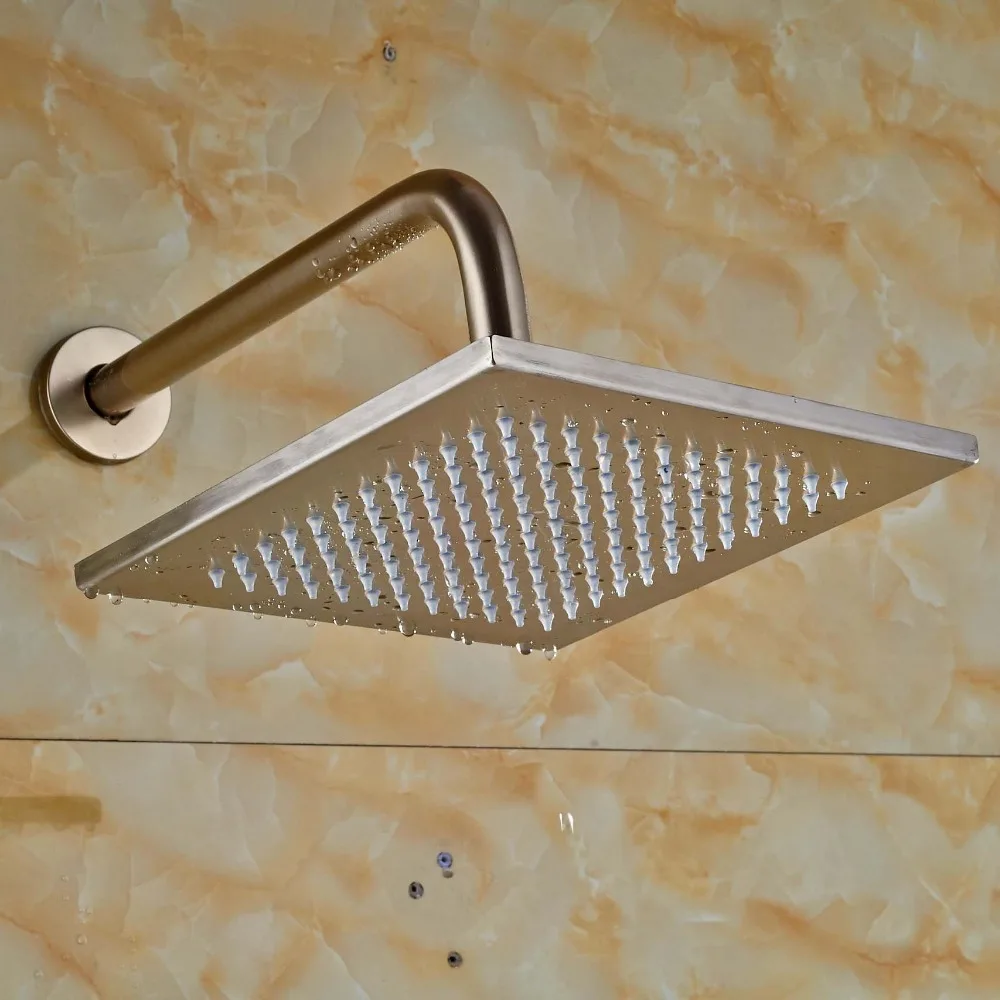 Brushed Nickel 10" Rainfall Shower Head with Wall Mount 30cm Shower Arm