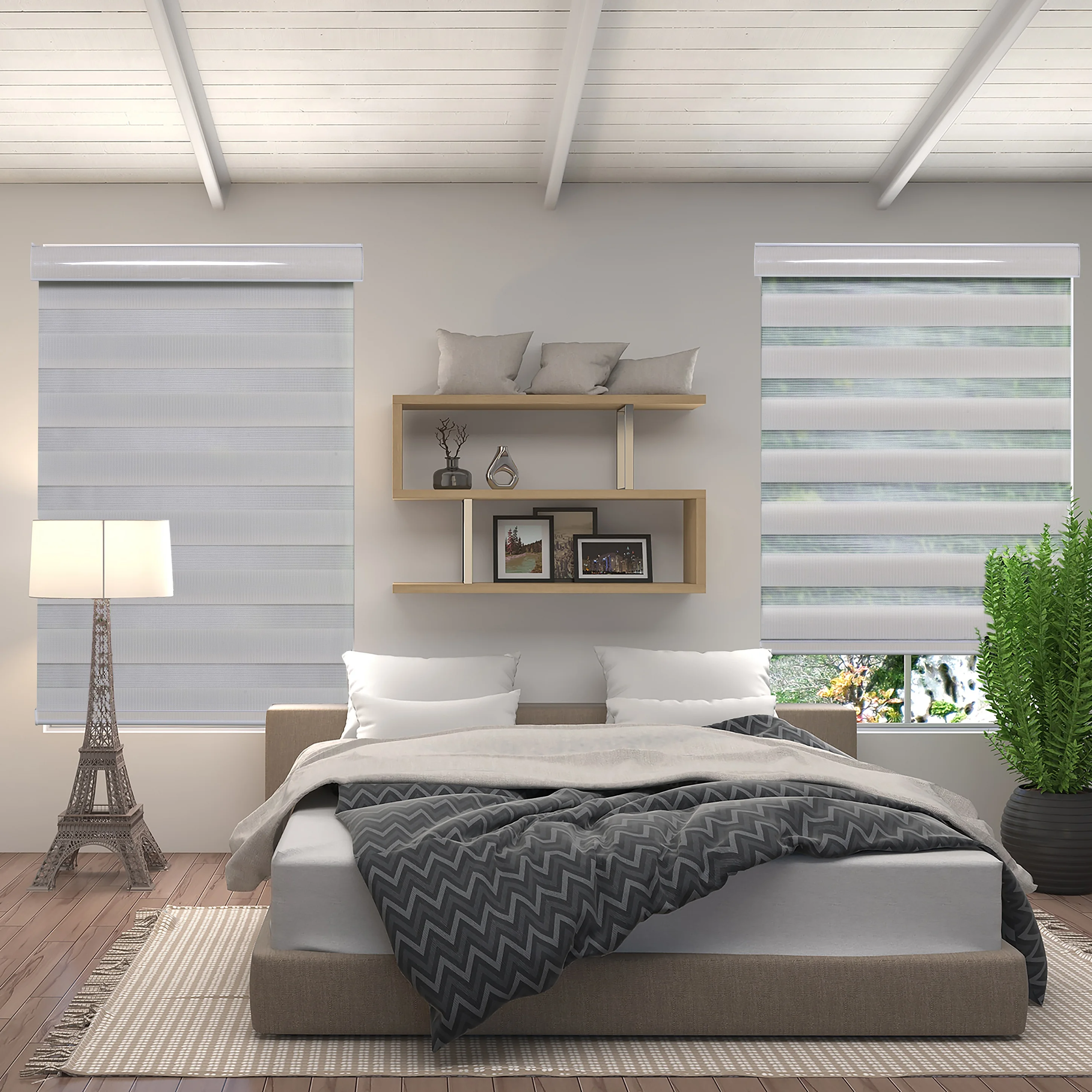

Haoyan Light Filtering sheer shade double layer day and night rolle blinds
