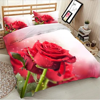 

3D rose Luxury Bedding set Double King Queen size Bedsheet set Duvet cover Pillowcases