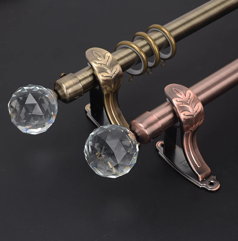 

Eco-friendly plated high quality double 28mm/1-1/8-IN diameter Single metal curtain rod+Crystal ball finial+metal brackets