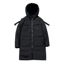 Новая мода осень зима верхняя одежда хлопковая куртка для мужчин парка мужской средней длины тонкий теплое пальто