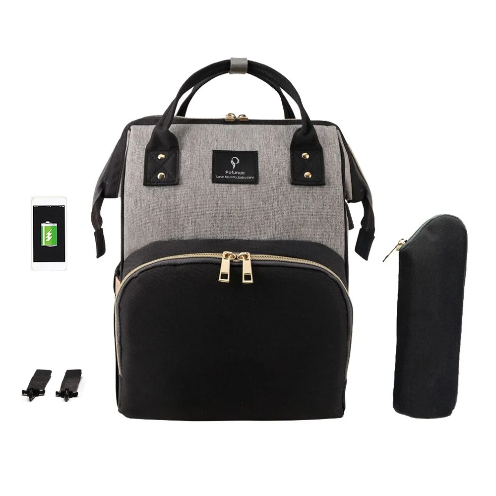 

USB Baby Diaper Bags Large Nappy Bag Upgrade Fashion Waterproof Mummy Bags Maternity Travel Backpack Nursing Handbag for Mom