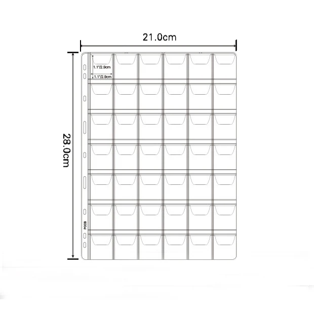 PCCB страницы альбома 10 шт для Золотая монета с отрывными листами Лист 12/20/30/35/42 карманы 3/7/9 отверстие коллекция монет 210/280 204/252 160/196 мм - Цвет: 42 coin 29mm 9 hole