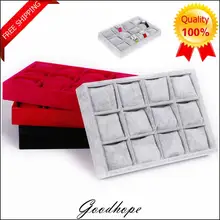 Высококачественные бархатные часы подставка держатель лоток чехлы с 12 подушками, браслет ножной браслет коробка для хранения стойка для цепочек витрина