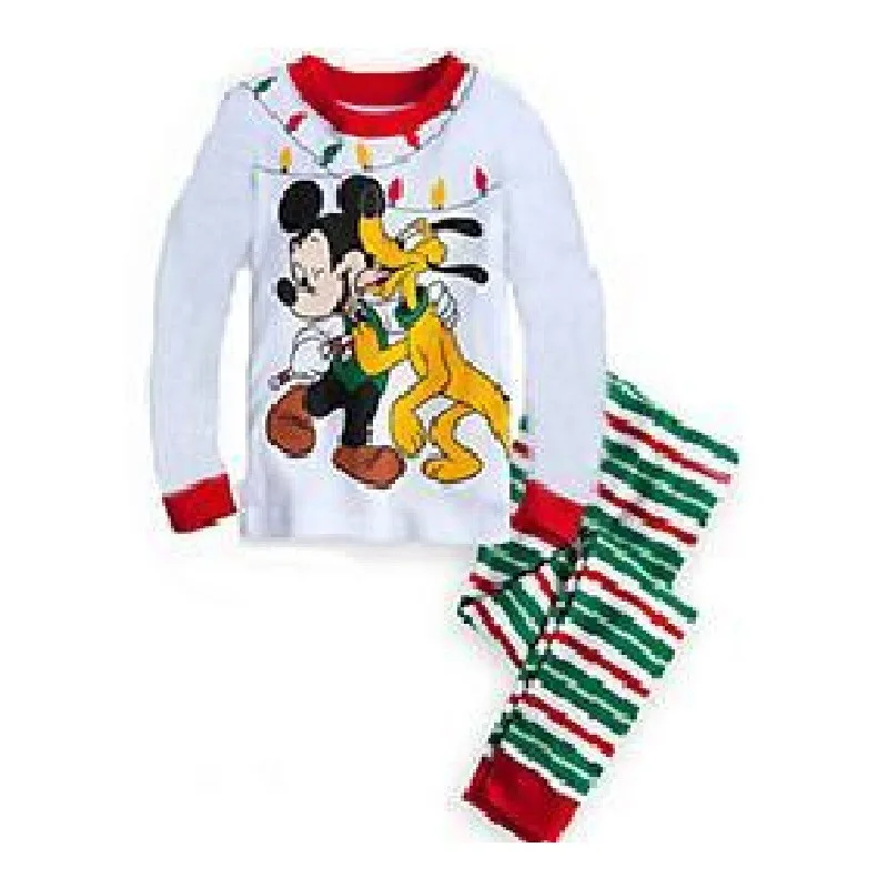 Рождественский детский пижамный комплект для девочек, хлопковый новогодний пижамный комплект с длинными рукавами, хорошее качество, милый детский Пижамный костюм с принтом - Цвет: L30317