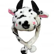 Милая плюшевая Шапка-бини с рисунком коровы из мультфильма, пушистая теплая зимняя шапка для взрослых, женщин, мужчин, детей, детей, мальчиков и девочек, пушистый карнавальный костюм