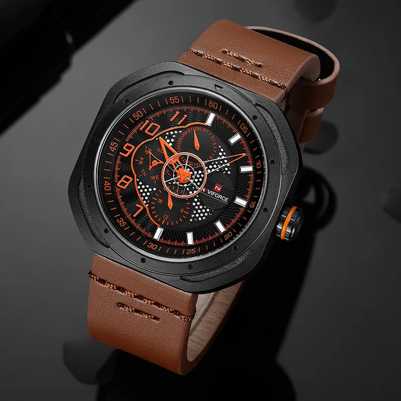 Топ люксовый бренд NAVIFORCE мужские модные спортивные аналоговые Мужские часы из