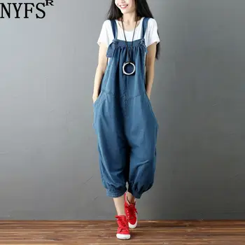

NYFS 2020 New Fashion Knitted cowboy jumpsuit female playsuits fashion wide leg jumpsuits elegant jumpsuit