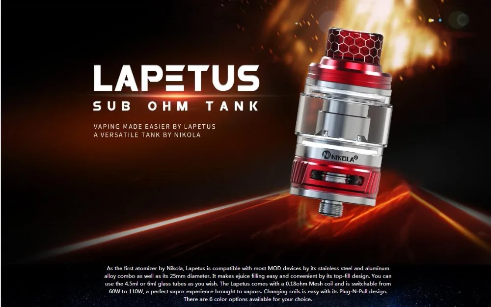New Beand Nikola Lapetus Sub Ohm Tank 6ML Capacity E cigs With 0.18ohm Mesh Coil Vape Vaporizer Atomizer VS SMOK TFV12 Prince  (2)