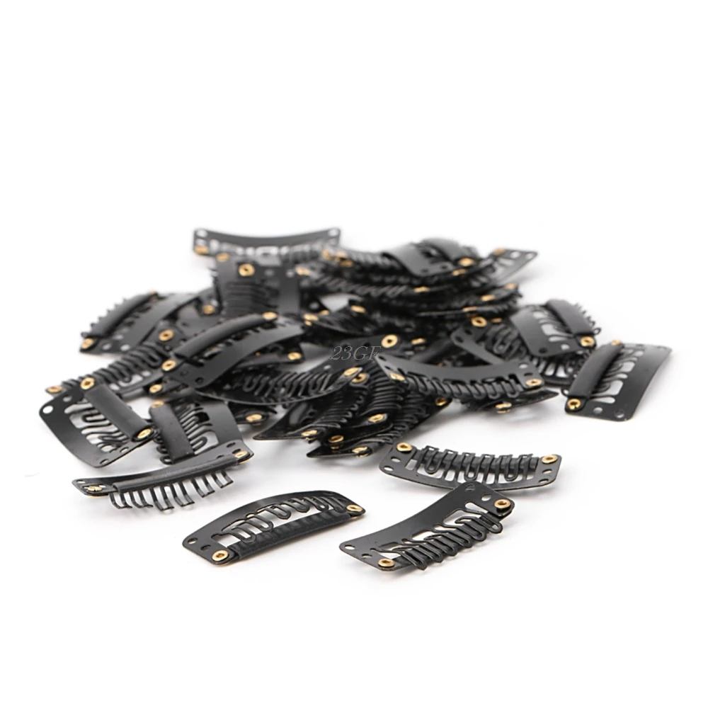 40PCS Styling Tools Black U Shape Snap Metal Clips For Hair Extensions